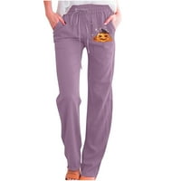 Ženske hlače Y2K pantalone Jogger Loose hlače Halloween bundeve print labave ravne široke noge hlače