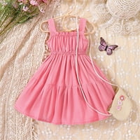 B91XZ Girls 'haljine u godinama potpuno pamučne djevojke bez rukava casual ležernog suknja ružičaste, veličine 4 godine