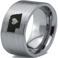Tungsten Nebraska Cornhusker državni srčani band prsten za muškarce Žene Udobnost Fit Grey Flat Cut Brušen Polirano