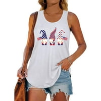 Žene američke zastave T-majice posade vrat bez rukava s rukavima bez ikakvih neovisnosti tiskani bijeli