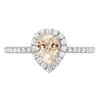 0.8ct kruška se smeđi šampanjački simulirani dijamant 18k bijelo zlato graviranje godišnjice Angažovane