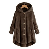 Labakihah zimski kaputi za žene WOOW Plus veličina Dugme Top s kapuljačnim kardiganskim kaputima kaputa