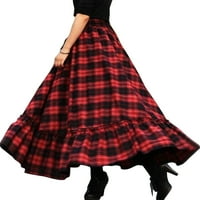 Niuer Dame Loase Slow High struk Maxi suknje Žene Ležerne duge suknje Ruffle Swing elegantne crvene