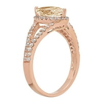1.2ct Marquise Cut Yellow Lab Created Moissine 14K ružičasti ružičasti zlatni gravirajući izveštaj Engagement Wedding Halo Ring Veličina zvona 4,25