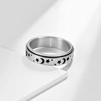 Spinner prsten od nehrđajućeg čelika za žene Fidget Band Prsten Moon Star Sand Film Finish Prsten set za vjenčanje