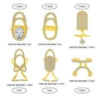 Prsten, šuplji prsten za nokte Shiny Rhinestone Inlaid Pjenušava podesiva otvor Geometrijski manikir