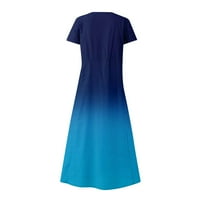 Clearsance Ljetne haljine za žene Dužina gležnja Kratki rukav casual a-line ispisana haljina s kašikom