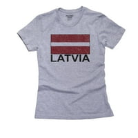 Latvija zastava - posebna vintage izdanje ženska pamučna siva majica