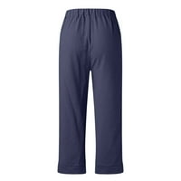 Casual pantalone za žene za žene pamučne posteljine sa jedinstvenim džepovima hlače