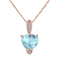 1. Karatni oblik srca Gemstone sa bočnim okruglim bijelim dijamantskim dizajnerskim privjeskom ogrlica