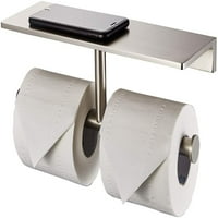 Dvostruki nosač toaletnih papira sa policom čvrstim mesingom i vrhunskom dispenzernom stilu tkiva Stil poštedio je polirani brušeni nikl