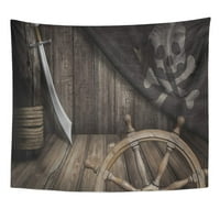 Black Mač Pirates Brod volan Stari Jolly Roger Zidna umjetnost Viseća tapiserija Kućni dekor za dnevnu