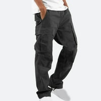 Muške pamučne hlače Redovne tanke casual čiste sportske hlače sa džepovima na otvorenom elastične strugove