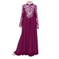Ženska haljina kaftana arapska jilbab abaya čipkasti šivanje maxi haljina hotpink