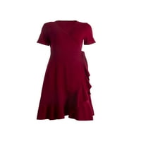 Glonme dame ljuljačke haljine V izrez midi haljina visoka struka casual seksi čipka duboko crvena m