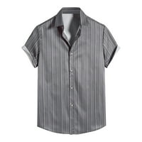 Pxiakgy muška majica muško ovratnik na kraći majica Hawaii Ispis ljetne majice Top Dugme Top bluza Siva + l