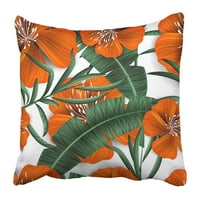 Tropički cvijet cvijeta cvijeta prekrasan sa i palminim lišćem postrojenja i jastučni jastučni jastučni jastuk