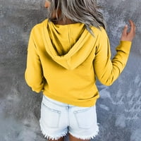 Gotyou Žene Duksevi sa čvrstim bojama Dugi rukavi vučni pulover Dukseri Zimska odjeća Duks žuti s