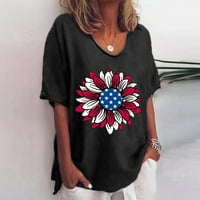 Žene 4. jula Dan neovisnosti Smiješna majica Ispiši labavu majicu Crew Crt Scroeve crna s