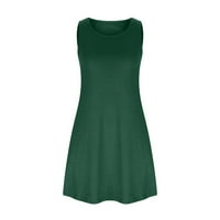 Haljine za žene Slatki ljetni džepovi Boho Tank haljina labava Flowy Beach Sundress casual bez rukava, kratka mini haljina zelena XL