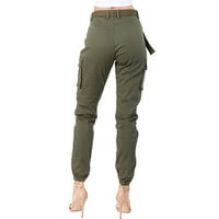 Gathrrgyp hlače za zazor žena ispod 8 dolara, ženski višak struka Slim Fit Jogger Cargo Solid Color Hlače sa odgovarajućim pojasom