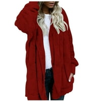 Kardigani za žene Trendy Jesen i zimski džep u boji Pliša toplog kardigana srednje dvostruke jakne