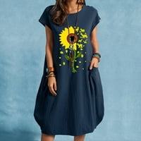 Žene Ležerne prilike za ispis O-izreza Dress Haljina s kratkim rukavima