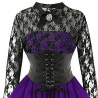 Gotička haljina s korzetom od stradanog hladnog ramena čipka čista crna neregularna ljuljačka haljina vintage Steampunk odjeća