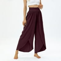 MLQIDK Flowy Split Yoga Hlače Visoke stručne hlače za hlače Hlače Baggy Hipi Pilates Hlače Boho Beach