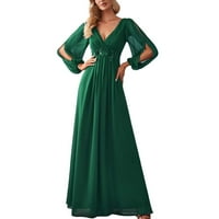 Hvyesh Long mamusne haljine za žene Wrap V izrez Svečana haljina izrezana haljina s dugim rukavima Elegantne