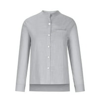 Scyoekwg Ženska majice Dugi rukavi Clearence Solid Color Trendy Relaxted Fit Tees Majica Cardigan Bluza