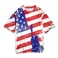 TOTO majice za ženska majica za žene Američka zastava Kratki rukav Okrugli izrez SAD-a u SAD-u Neovisnost