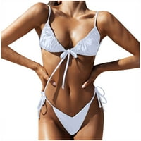 Ženski plus veličina Sredstva za kupaći kostimi Ženski modni bikini set kupaći kostim dva napunjena soild kupaćih kupaćih odjeća White s