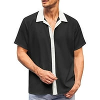 B91XZ haljine za muškarce Muške boje podudaranje rever gumb na rukavu majica s pola rukava majica kratka