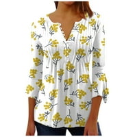 Feterrnal ženska majica ubrzane majice od tiskanih tunika Ljetni vrhovi obrezane rukave opružne košulje