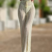 Crochet Net plačke hlače europska izdubljena dugačke hlače Ležerne prilike za odmor