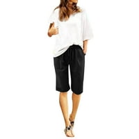 BAOCC HORTCES ZA ŽENE Ljetne pamučne hlače Plus veličina visokih strukova kratke hlače za vezanje plaže