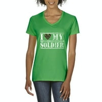 Arti - Ženska majica V-izrez kratki rukav - Volim svog vojnika