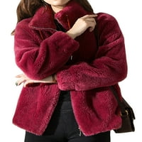 Zodanni Žene kaput kardigan od polje pune boje jakne Fuffy Overcoats zimski topli šerpa jakne crveni