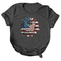 4. jula vrhovi za žene Ležerna američka zastava Patriotske grafičke majice Summer Tee Bluuses Ispiši