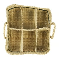 Kreativni zakupac pravokutnika podijeljena košarica za morsku travu sa odjeljcima, crnom prugom i ručkama