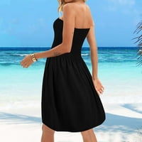 Plus size Ljetne haljine žene izvan ramena bez rukava bez rukava vrhunska haljina Soild Ljetna plaža pokriva cvijeću midi haljina crna