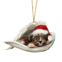 Početna Dekor Novi spavaći anđeoski pas Božićne zabave Privjesak Crtani božićni drv Privjesak Božićni