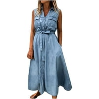 ChicCall ženska ležerna ljetna čipkasta struka prednja maxi majica haljina na klirensu