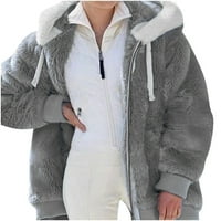 Hood labav patentni zatvarač Topla plus Veličina zimski kaput za ženu plus klirens tamno siva veličina 5xl