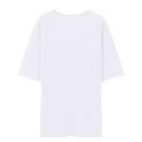 Ženske modne majice kratki rukav Teres Valentinovo zaljubljena Osnovna odjeća za djevojke za bravu u obliku srca Print tisak O-izrez majica Comfy casual bluze bijeli XL