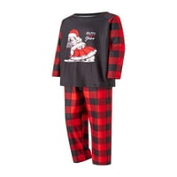 Božićne pidžame za obitelj podudaranje s dugim rukavima za pseći rukav + plažene pantalone ili kombinezon s dugim rukavima