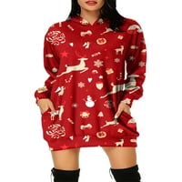Abtel Dame Božićne duksere haljina sa džepovima Xmas Haljine s kapuljačom Mini Halloween pulover dukseva