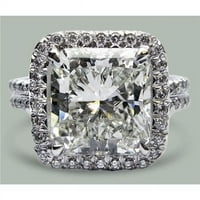 Radiant Diamond 7. CT dvostruki nosač 14k bijeli zlatni ženski halo prsten, veličina 6.5