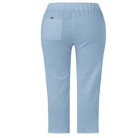 Eyicmarn žene obrezane hlače čipke čipke izdubljenih izvlačenja elastične struke labave pantalone Ljetne ležerne dukseve ravne dno